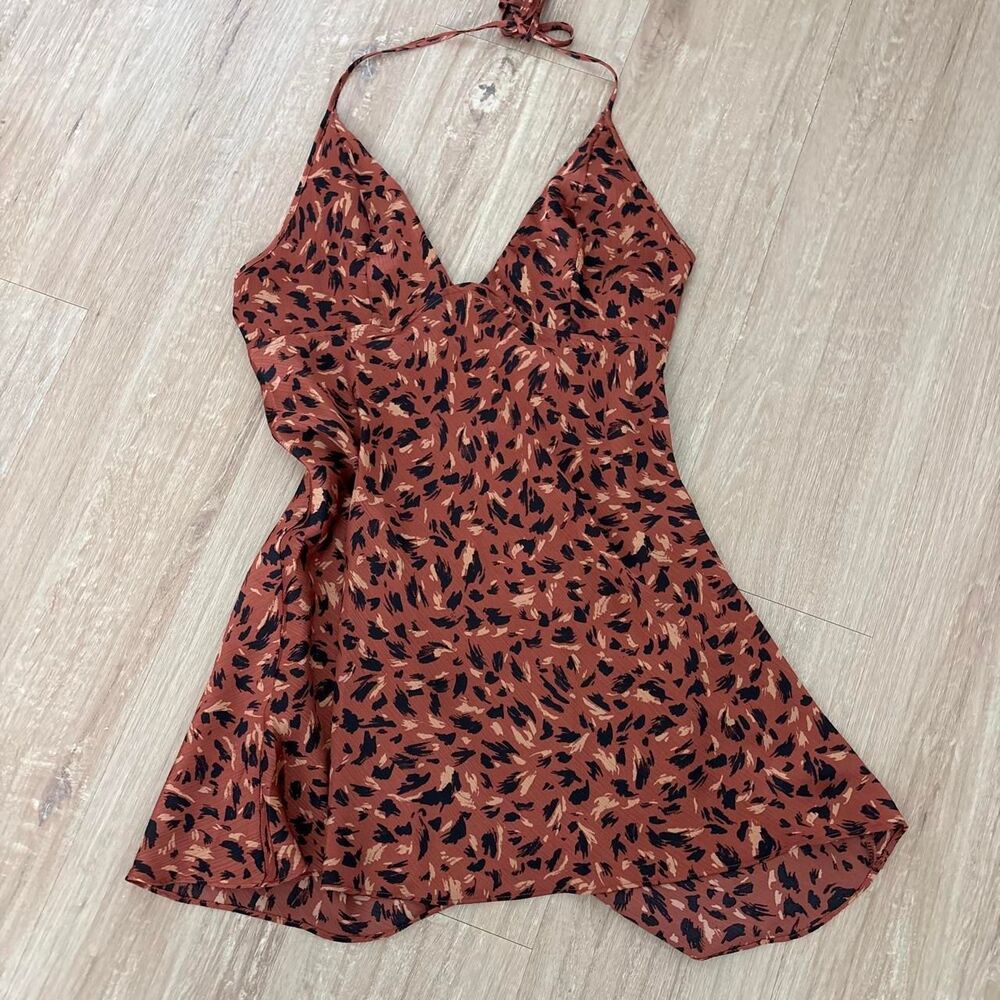 Free-people Women's Orange and Brown Dress